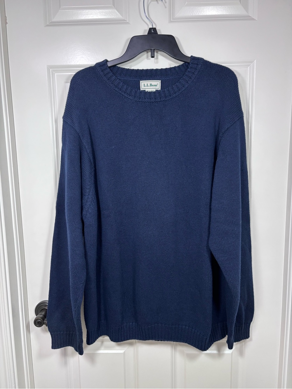 Vintage L.L. Bean Cotton Knit Crewneck Pullover Sweater Men’s L Navy Blue